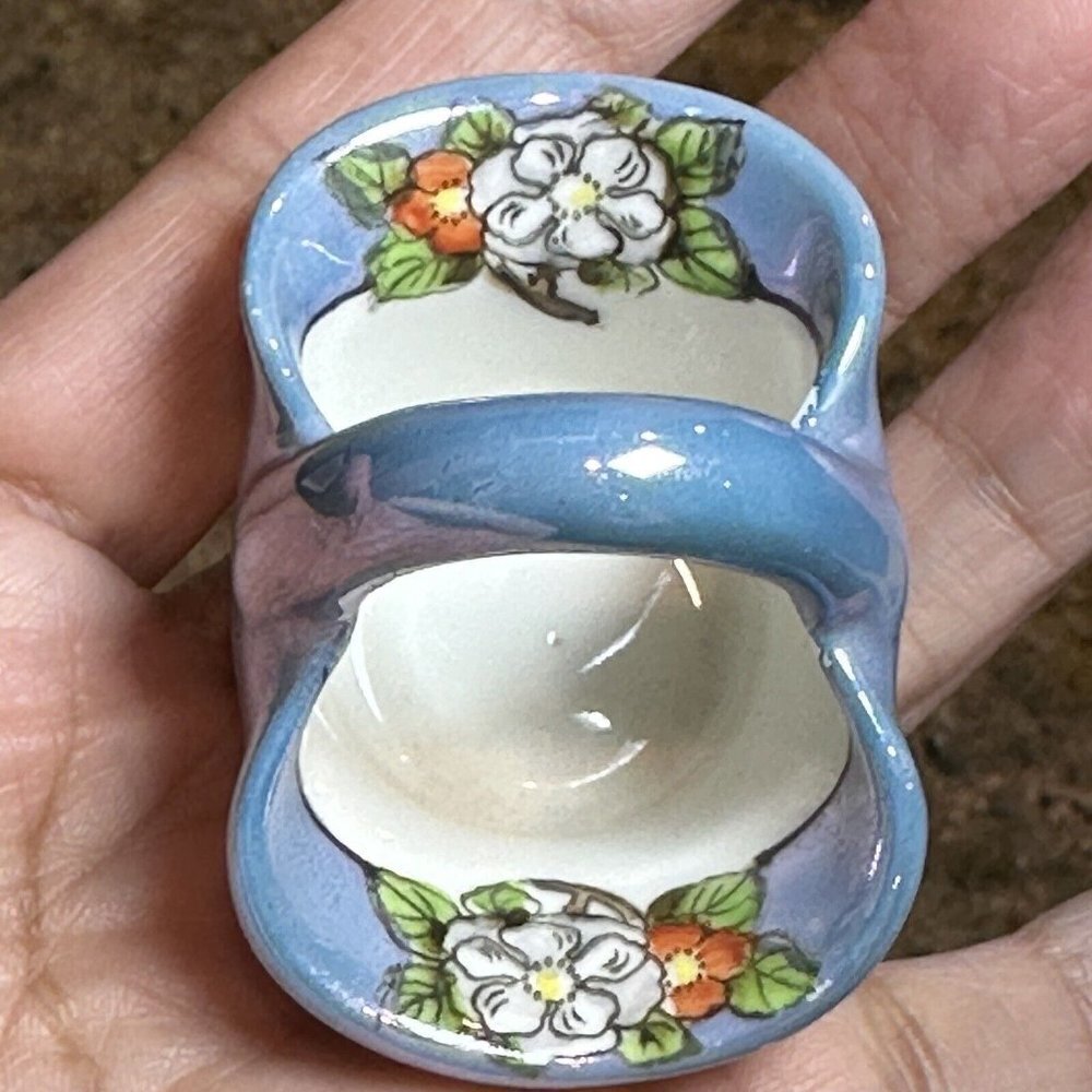 Vintage Noritake Miniature Basket 2.25 Inch Floral Hand Painted Japan Signed - Picture 4 of 9